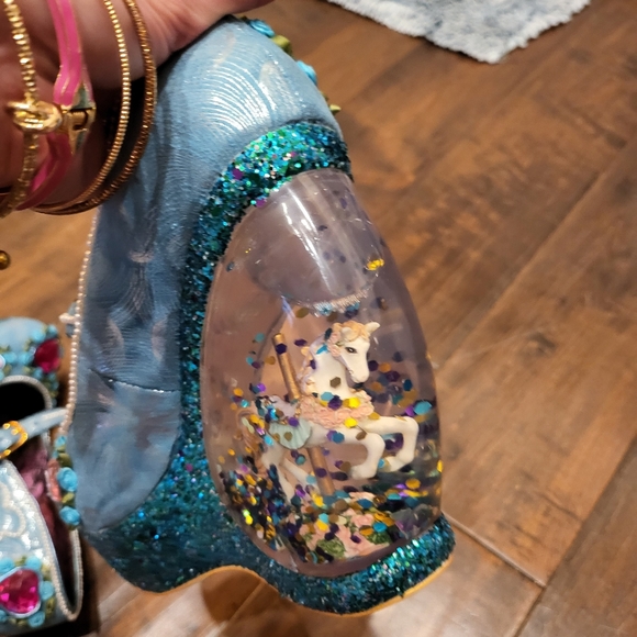 NWT Host Pick🥳 Irregular Choice Carousel 🎠 Carol Sell Glitter Snow Globe Heels - Picture 7 of 16